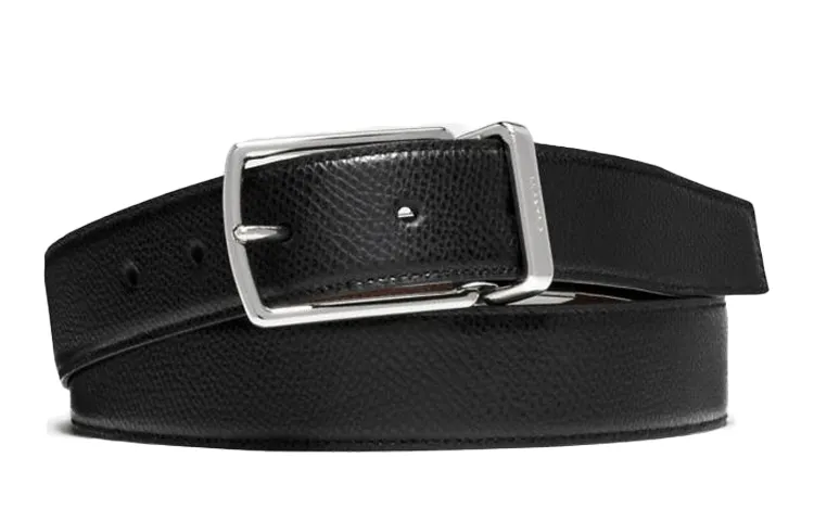 COACH Cow Leather Belts Men's Black Width 2.8cm