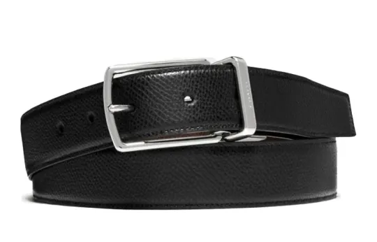 COACH Cow Leather Belts Men's Black Width 2.8cm