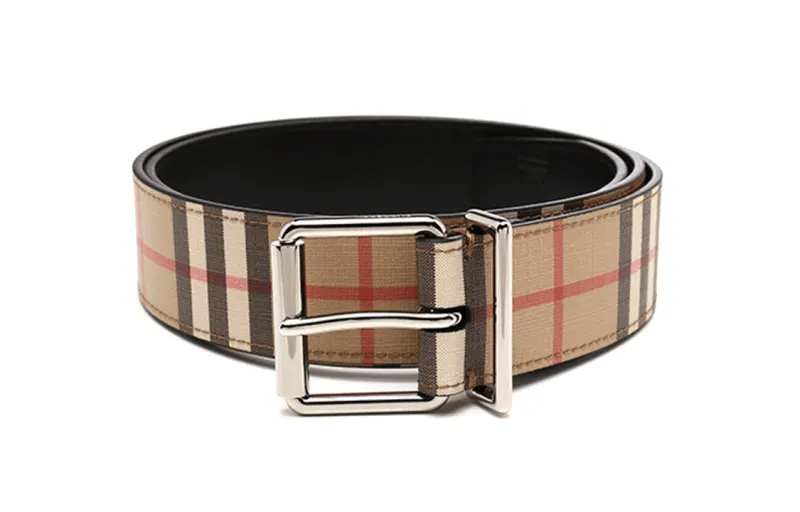 Burberry Leather Belts Men's Beige Width 3.5cm