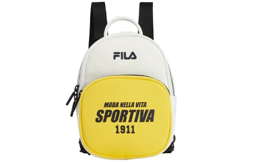 FILA PU, Textile Mixture Backpack Mini Women's White & Yellow
