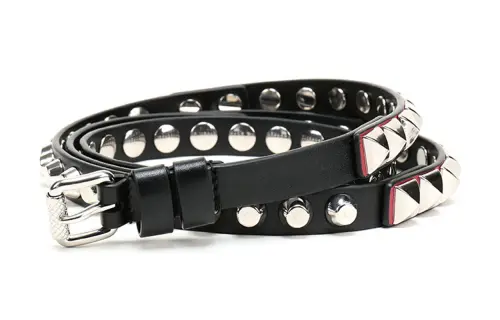 PRADA Leather Belts Women's Black Red