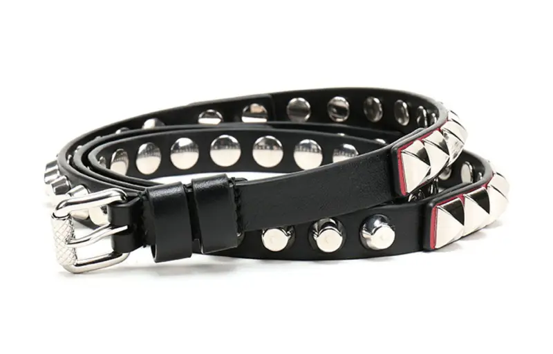 PRADA Leather Belts Women's Black Red