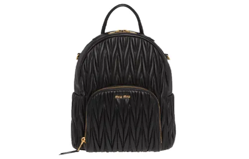 MIU MIU Matelassé Lambskin Backpack Women's Black
