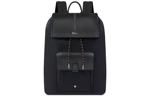 DIOR Technical Fabric With Cow Leather Backpack Men's Black