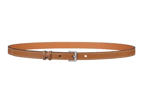 HERMES POP H Palladium Plated Calfskin Leather Belts Women's Width 1.5cm