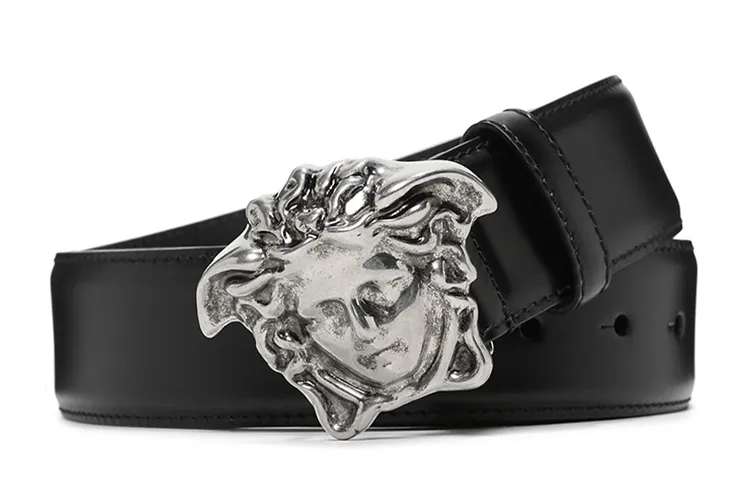 VERSACE Medusa Cow Leather Belts Men's Width 3.8cm