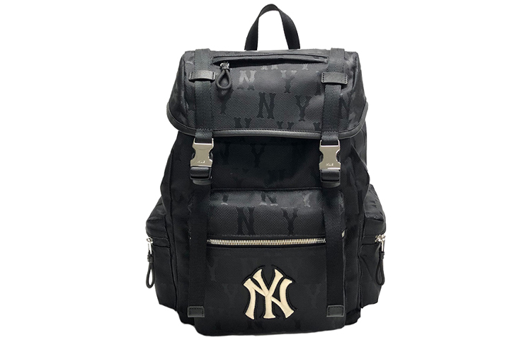 MLB Monogram Series Retro Full Printed Presbyopia Letters Big Logo NY New York Yankees Large Capacity Detachable Nylon Mother-in-Law Bag Backpack Backpack Regular Unisex Black