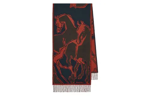 HERMES Knit Scarves Men's Red Black