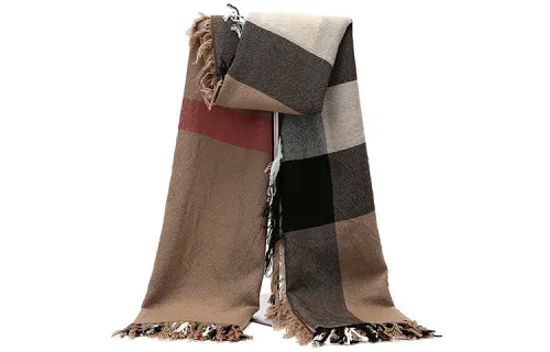 Burberry Wool Knit Scarves Unisex Camel