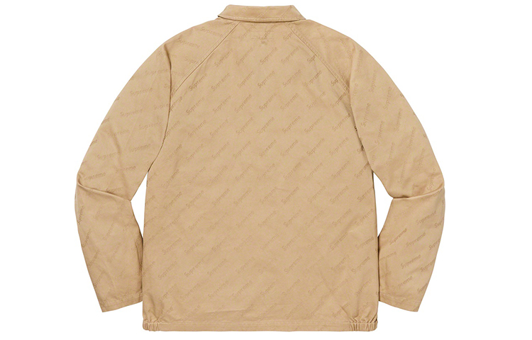 Куртка Supreme FW19 Week 5 Snap Front Jacquard Logos Twill Jacket (каки) — фото 2