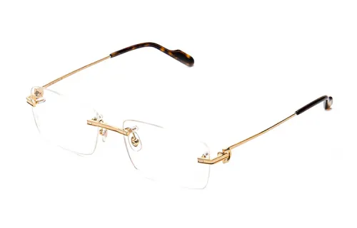 CARTIER Minimalist Fashion Prescription Glasses Men's Transparent Lens Gold Frame