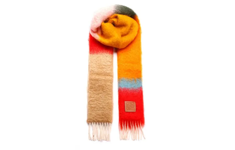 LOEWE Wool Knit Scarves Women's Rose Pink