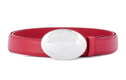 PRADA Oval Engraved Buckle Belt
