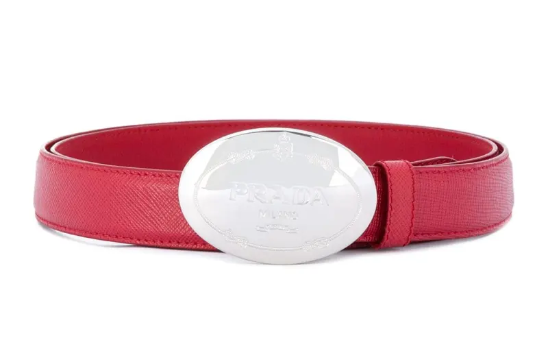 PRADA Oval Engraved Buckle Belt