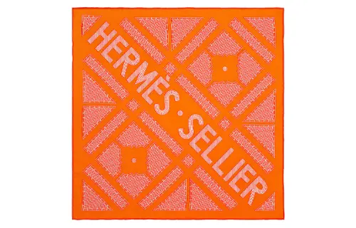 HERMES Scarves Women's Orange/White