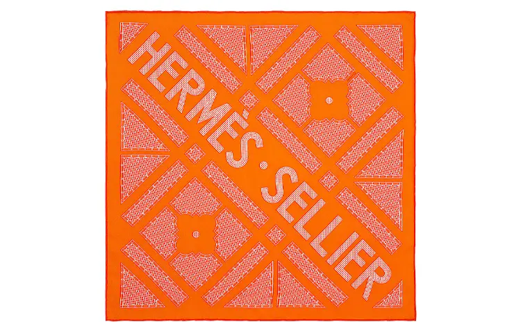HERMES Scarves Women's Orange/White