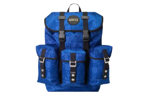 GUCCI Nylon Fabric With Leather Backpack Men's Blue/Black