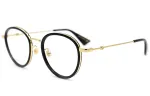 GUCCI Round Eyeglass Frames Men's Black Gold