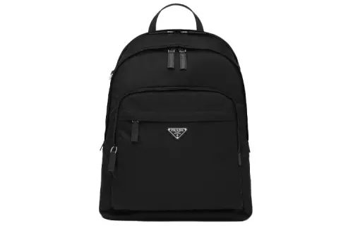 PRADA Fabric With Recycled Nylon Saffiano Leather Detail Backpack Regular Men's Black