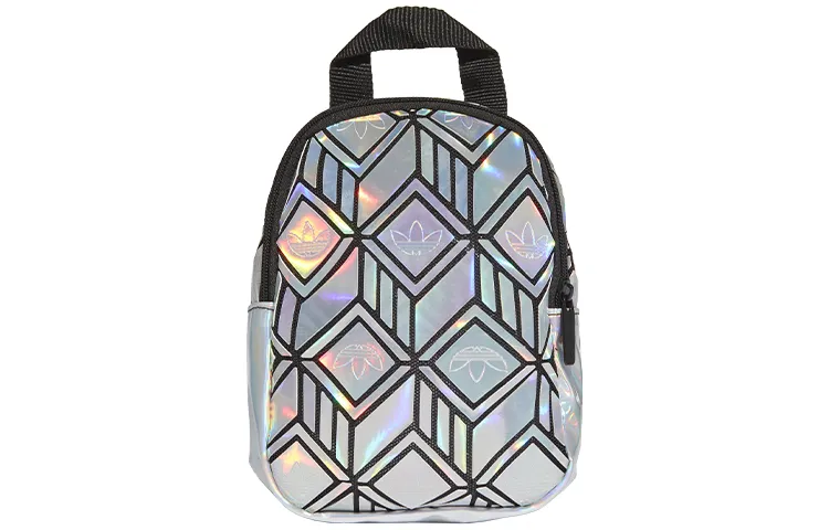 Adidas Originals Trefoil Polyurethane Artificial Leather Backpack Mini Unisex Dazzling Color Silver