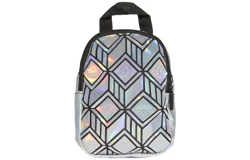 Adidas Originals Trefoil Polyurethane Artificial Leather Backpack Mini Unisex Dazzling Color Silver