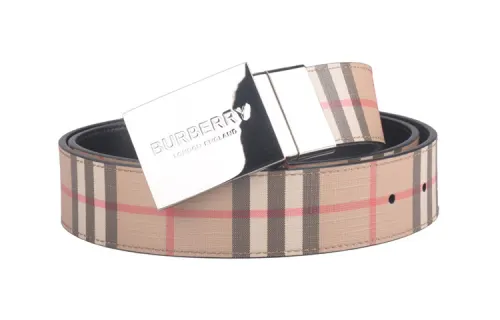 Burberry Plaque Buckle Belt George Haymarket Check