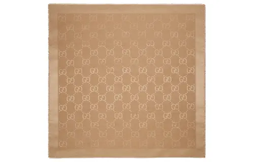 GUCCI Gg Jacquard Frayed Edge Shawl