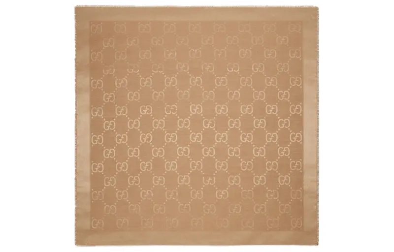 GUCCI Gg Jacquard Frayed Edge Shawl