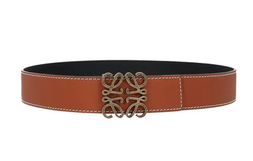 LOEWE Anagram Calfskin Leather Belts Men's Brown/Black Width 4cm