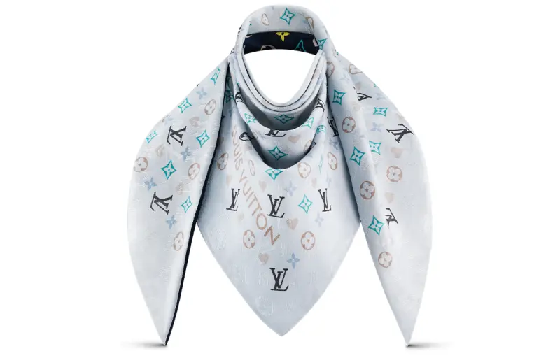 LOUIS VUITTON Game On Mulberry Silk Wool Shawl Women's Blue
