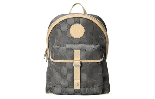 GUCCI Off The Grid Nylon Fabric Backpack Unisex Dark Gray/Beige