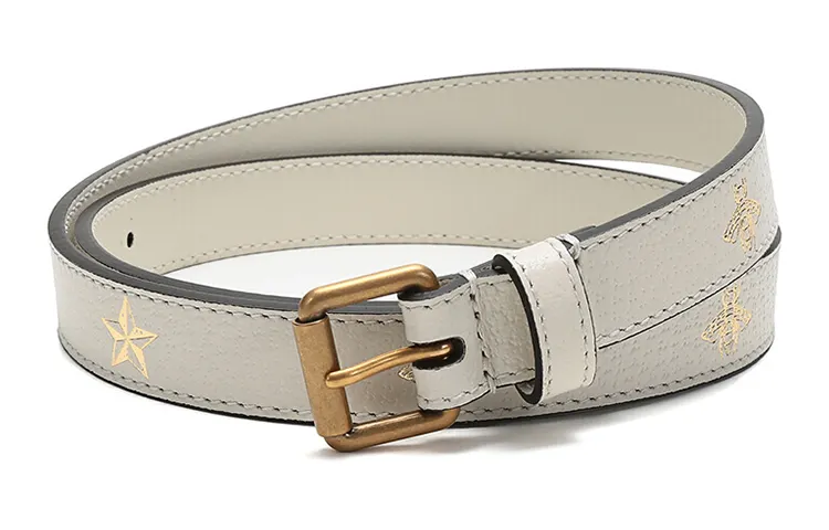 GUCCI Leather Belts Women's White Width 2cm