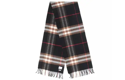 Burberry Knit Scarves Unisex Black Brown Plaid