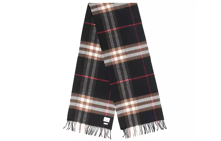 Burberry Knit Scarves Unisex Black Brown Plaid