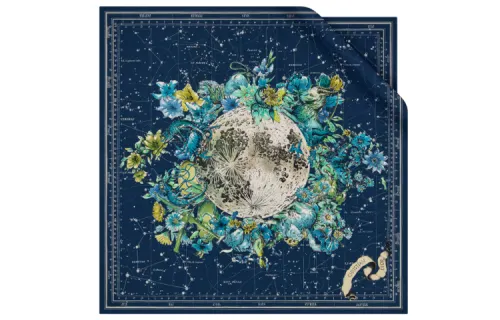 DIOR Silk Square Neck Scarf Marine Blue