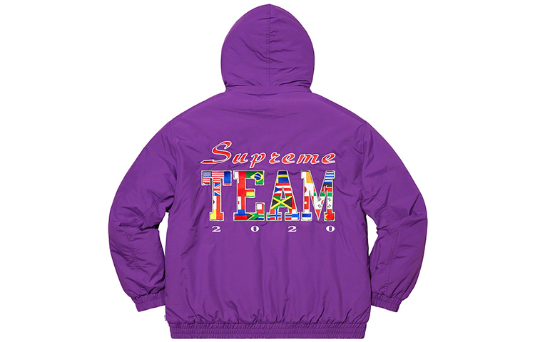 Куртка Supreme Team Puffy Jacket (черно-белая с принтом) — фото 5