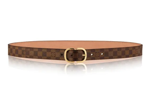 LOUIS VUITTON Canvas Leather Belts Women's Brown Width 2.5cm