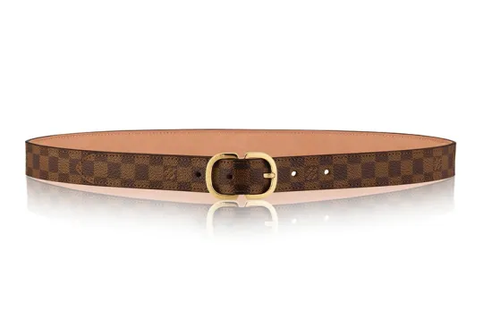 LOUIS VUITTON Canvas Leather Belts Women's Brown Width 2.5cm