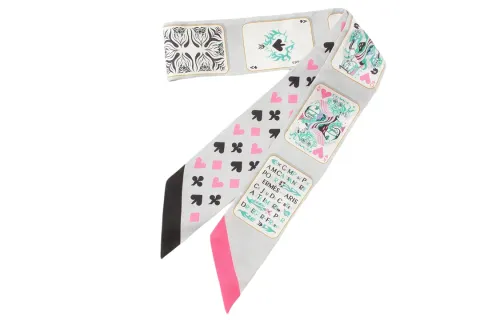 HERMES Scarves Unisex Gray/Pink