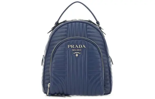PRADA Diagramme Cow Leather Backpack Women's Blue