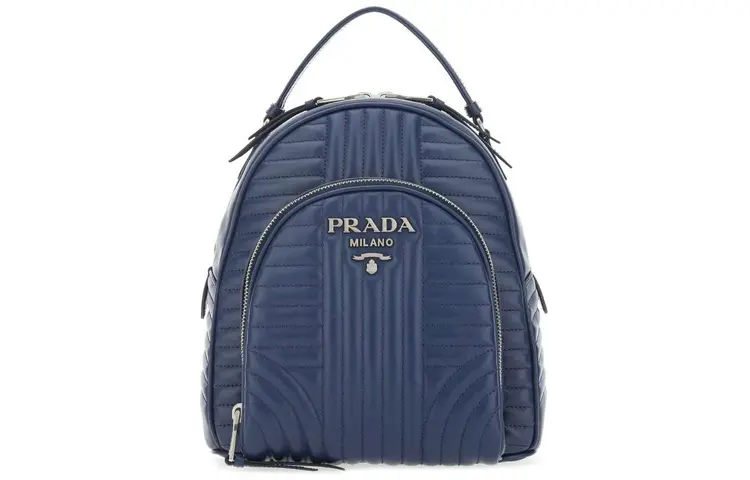 PRADA Diagramme Cow Leather Backpack Women's Blue