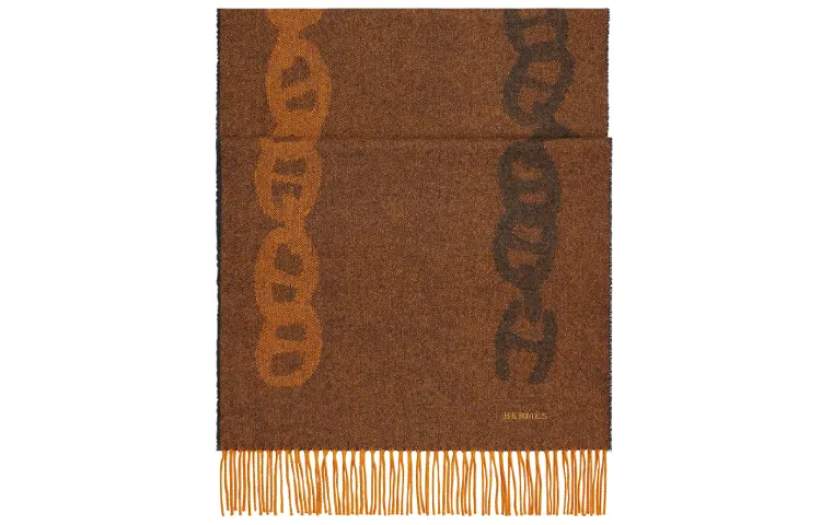 HERMES Knit Scarves Unisex Coffee