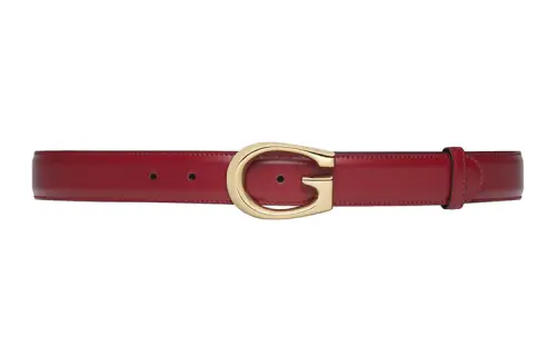 GUCCI G Leather Belts Women's Red Width 3cm
