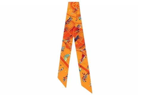 HERMES Silk Scarves Women's Orange