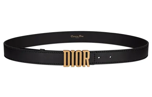 DIOR Calfskin Leather Belts Women's Black 3cm