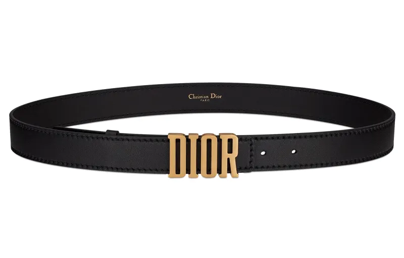 DIOR Calfskin Leather Belts Women's Black 3cm