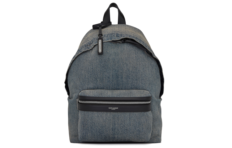 SAINT LAURENT YSL, denim small dark blue backpack