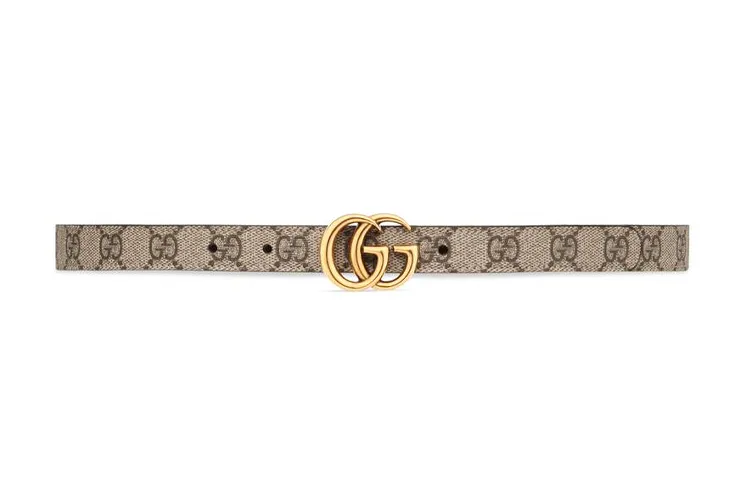 GUCCI GG Marmont Canvas Leather Belts Unisex Brown Width 2cm