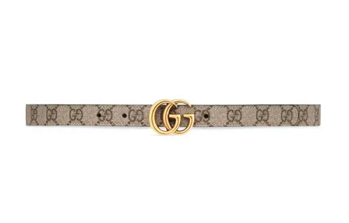 GUCCI GG Marmont Canvas Leather Belts Unisex Brown Width 2cm