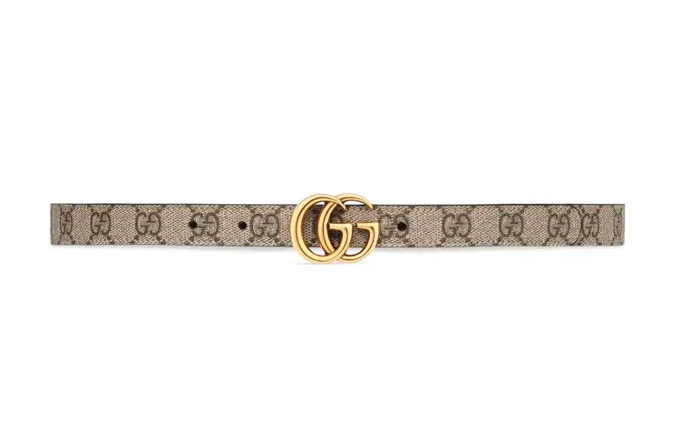 GUCCI GG Marmont Canvas Leather Belts Unisex Brown Width 2cm